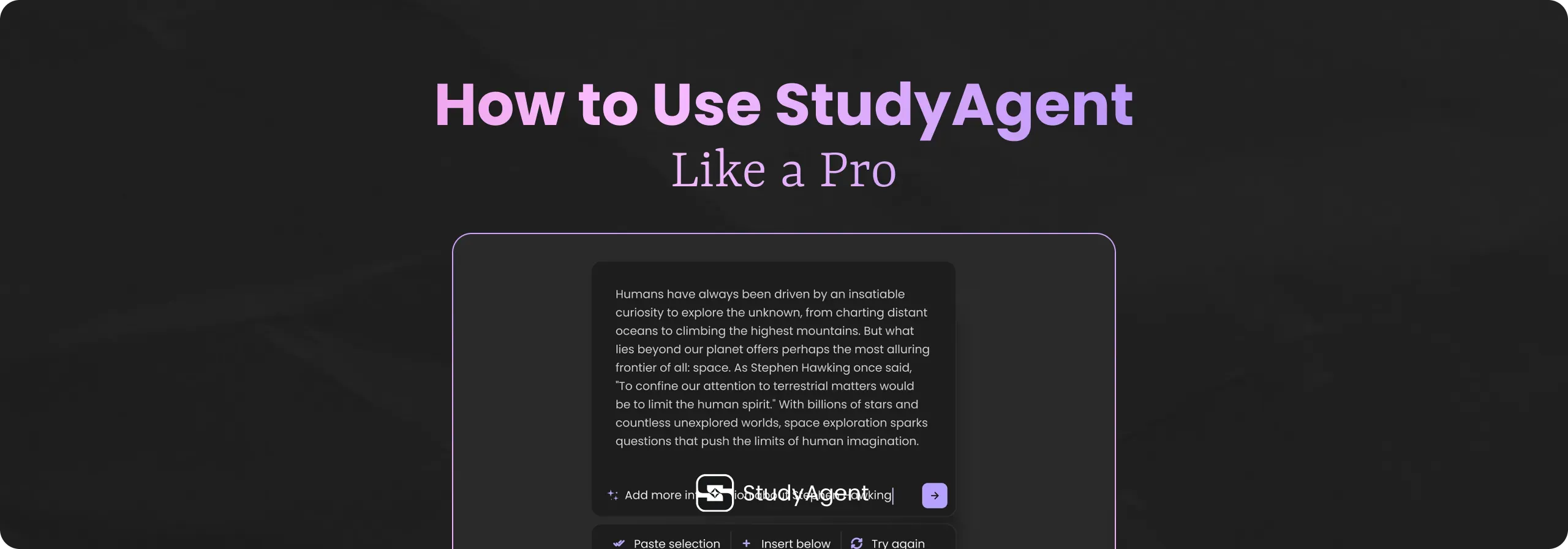 How to Use StudyAgent Like a Pro