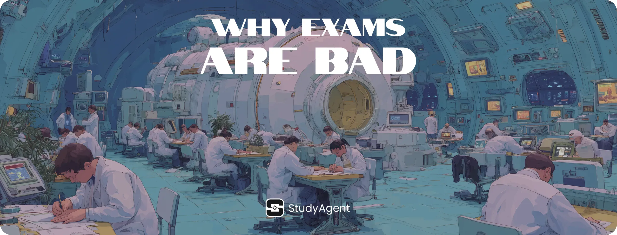 Banner with text "Why Exams Are Bad"